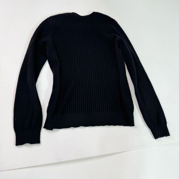 J. McLaughlin Seaspray Sweater Womens Large Black Cashmere Button Shoulder - Picture 7 of 8